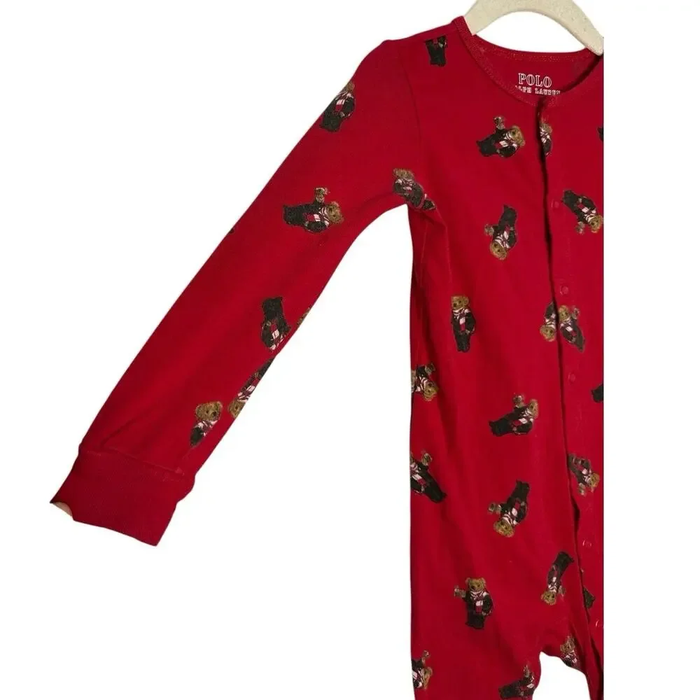 Polo Ralph Lauren Baby Polo‎ Bear Stretch Jersey Pajamas One Piece Size 18-24M